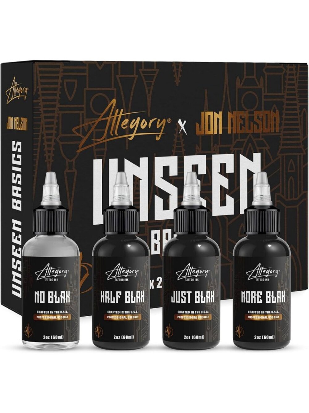 Tattoo Ink Set - 4oz Unseen Basics for Vibrant Color & Long-Lasting Results